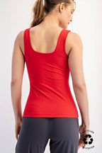 BUTTER FABRIC SQUARE NECKLINE SLEEVELESS TANK TOP