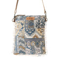 Myra Bag - Loom Tapestry vintage crossbody Bag for Women in indigo with fringe detail