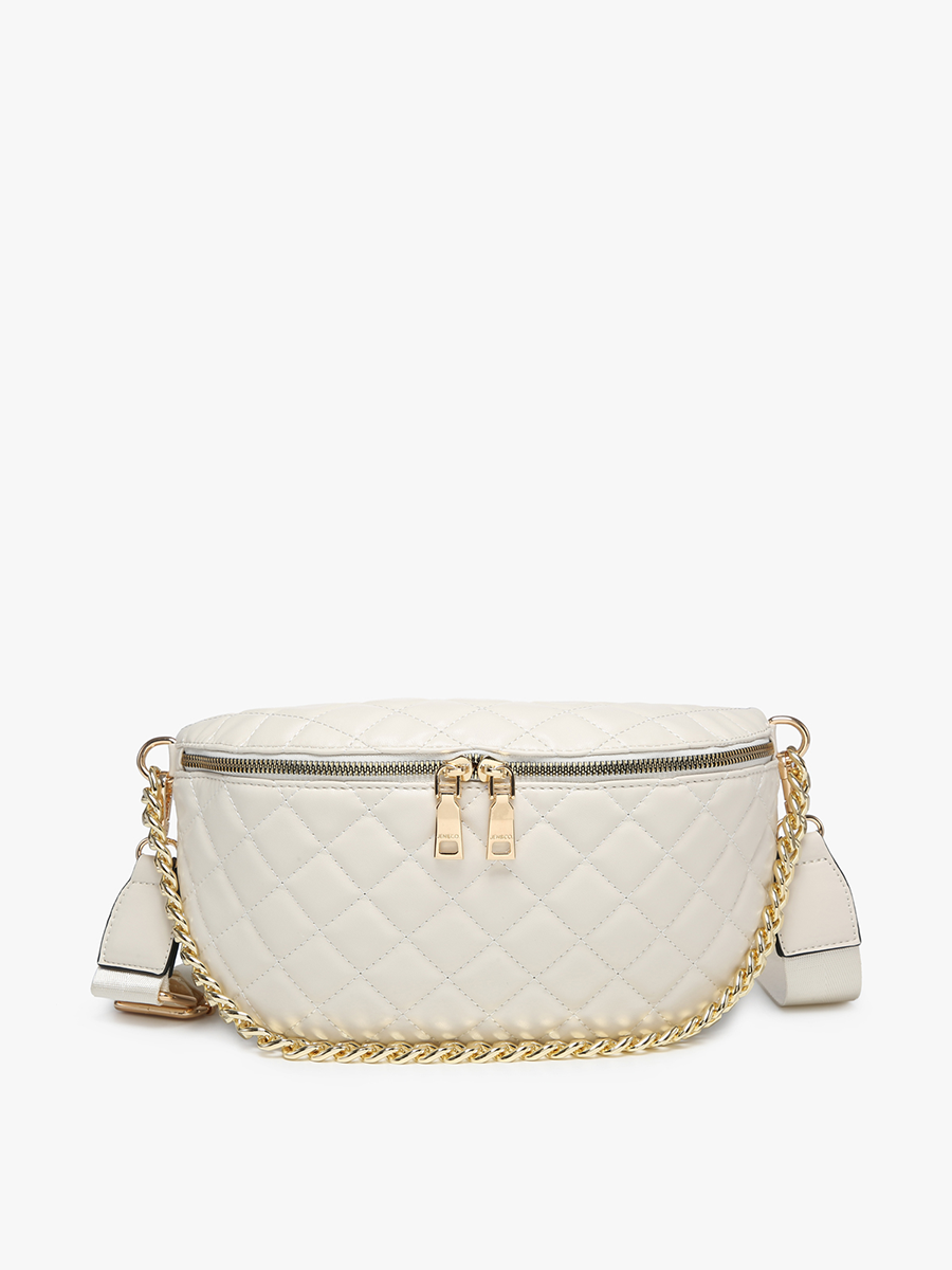 Jen & Co. - M2402 Sylvie Quilted Belt Bag with Chain Strap