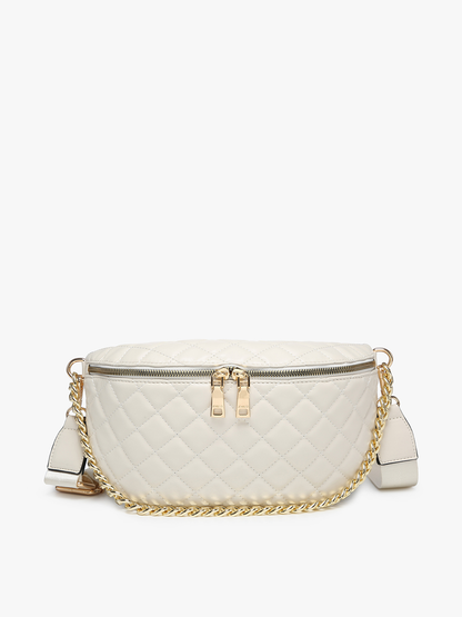 Jen & Co. - M2402 Sylvie Quilted Belt Bag with Chain Strap