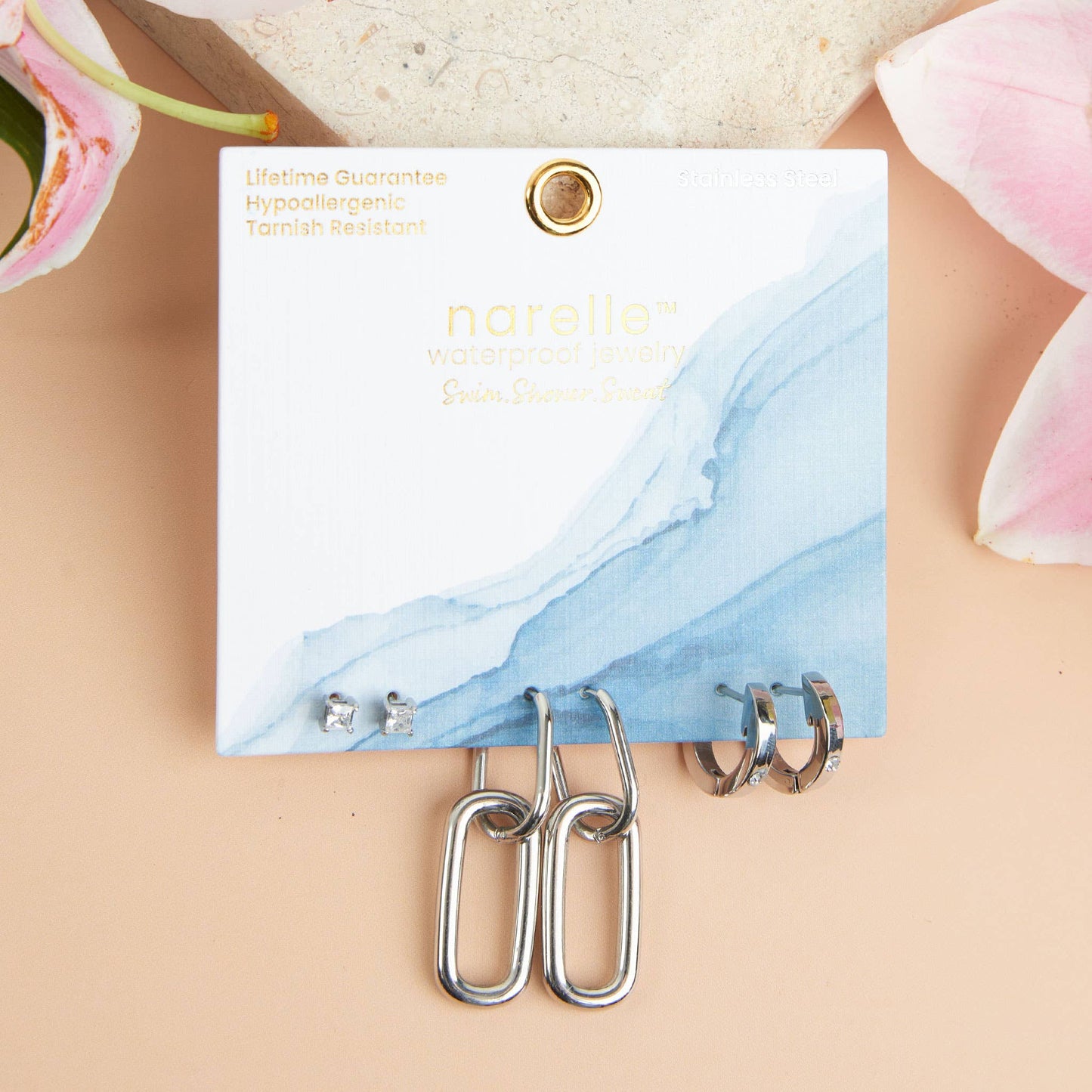 Howard's - Narelle Waterproof Double Linked Hoop Earring Trio