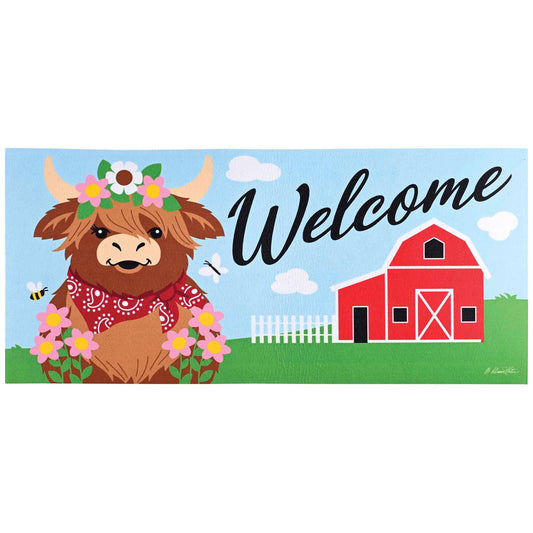 Doormat Insert Welcome Highland Cow