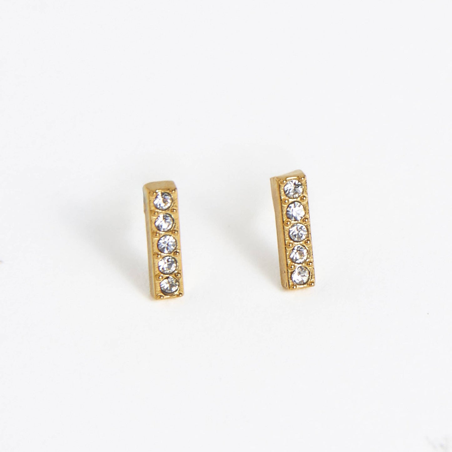 Howard's - Waterproof Earrings Crystal Bar Studs with Glass Gemstones