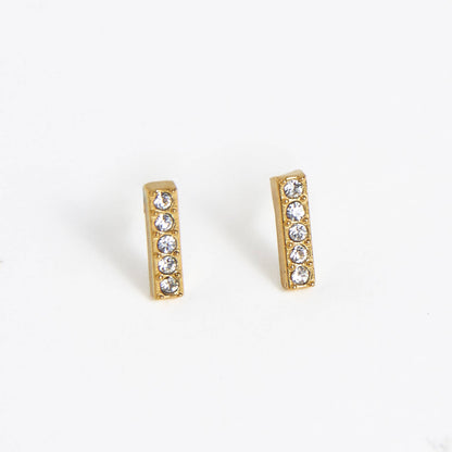 Howard's - Waterproof Earrings Crystal Bar Studs with Glass Gemstones