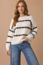 Haptics - Plus Textured Stripe Pullover Sweater Knit Top