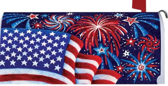 Fireworks and Flags Mailbox Cover