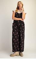 Floral Print Mineral Wash Jumpsuit