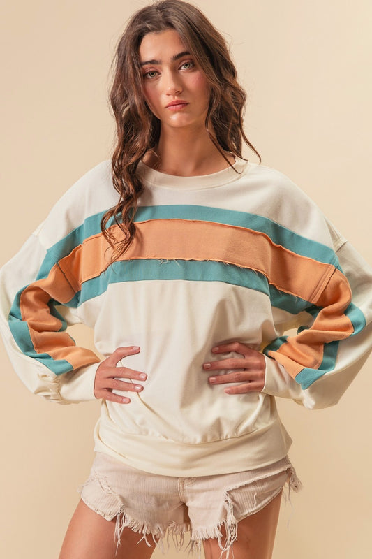 French Terry Color Block Sweatshirt