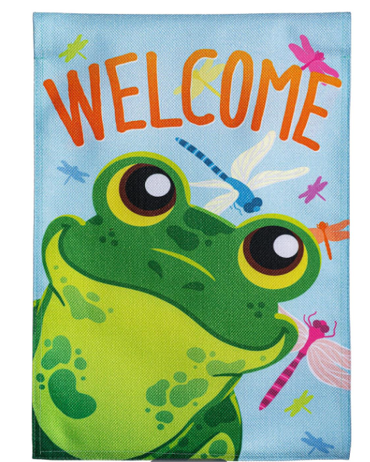 Friendly Frog Burlap Flag