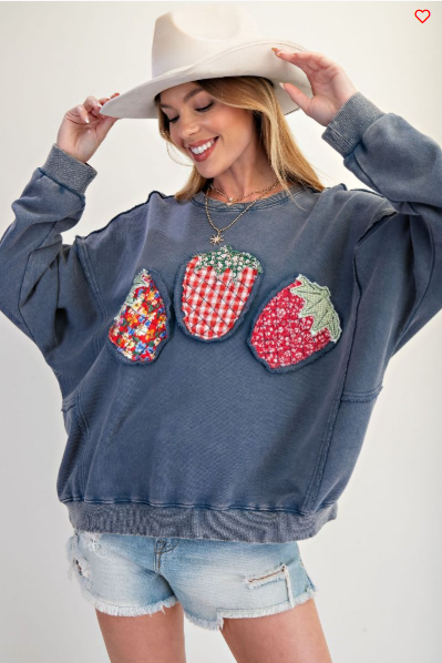 SIERRA FRUIT PATCH FRONT WASHED TERRY PULLOVER