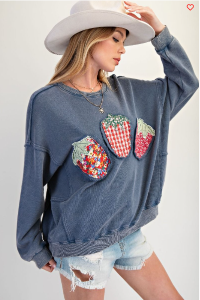 SIERRA FRUIT PATCH FRONT WASHED TERRY PULLOVER