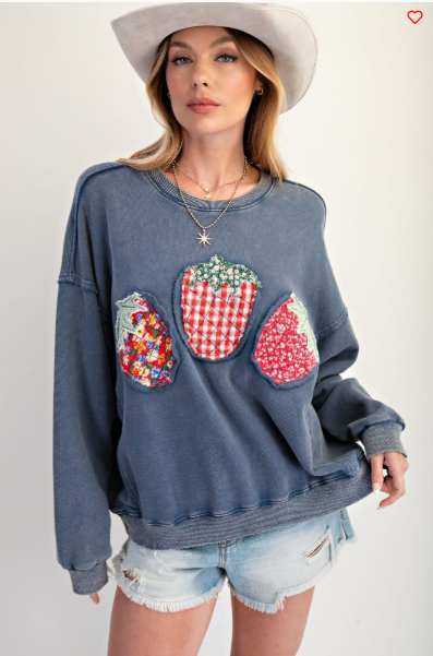 SIERRA FRUIT PATCH FRONT WASHED TERRY PULLOVER