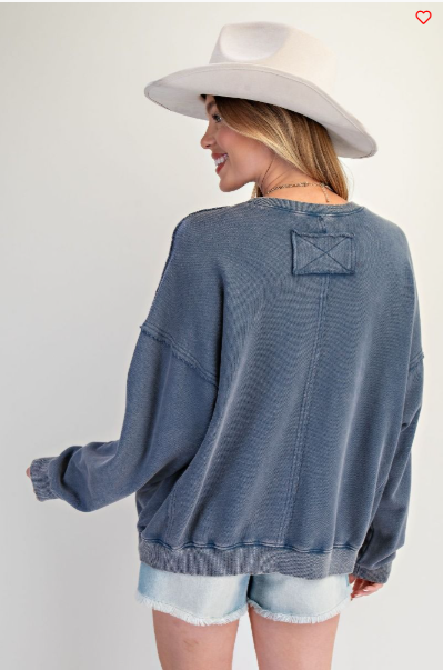 SIERRA FRUIT PATCH FRONT WASHED TERRY PULLOVER