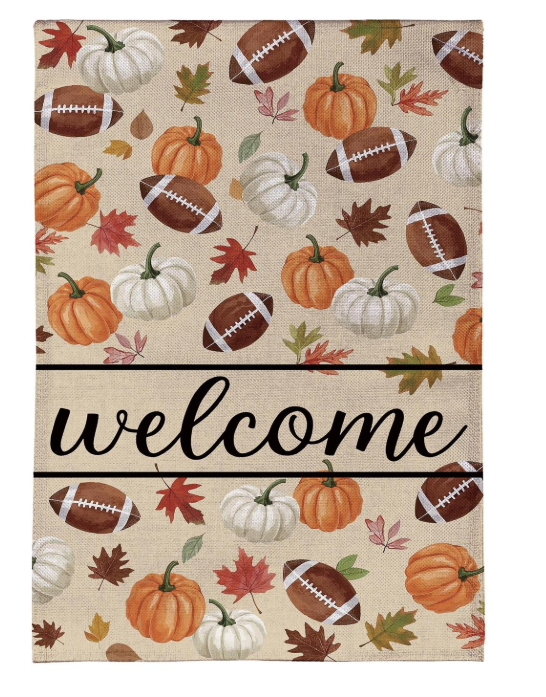 Game Day Welcome Burlap Flag