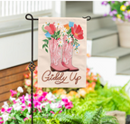 Giddy Up Burlap Flag