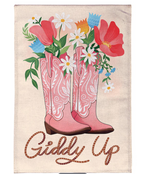 Giddy Up Burlap Flag