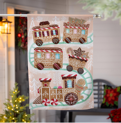 Gingerbread Train Suede Flag