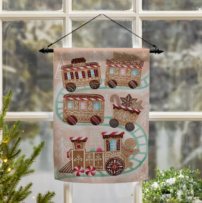 Gingerbread Train Suede Flag