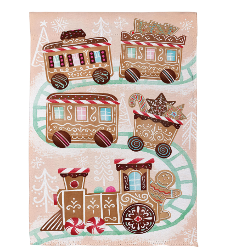 Gingerbread Train Suede Flag