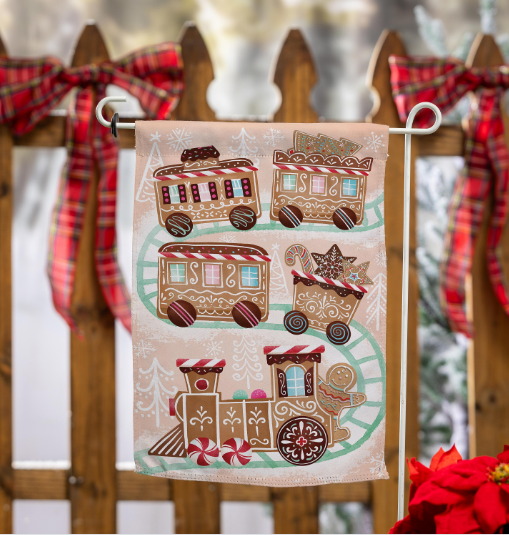 Gingerbread Train Suede Flag