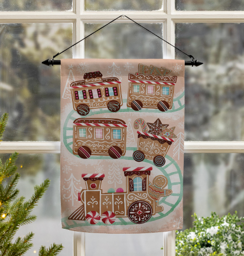 Gingerbread Train Suede Flag