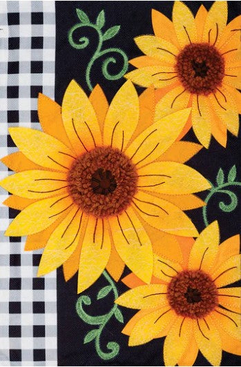 Gingham Sunflowers Garden Flag
