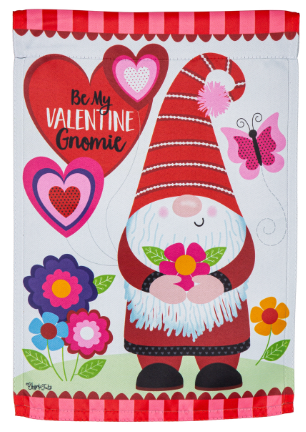 Gnome Valentine's Suede Garden Flag