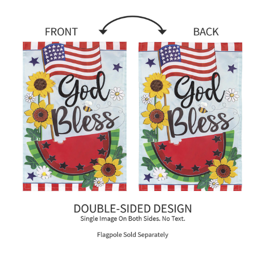 God Bless Patriotic Applique Garden Flag