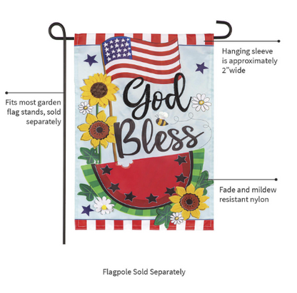 God Bless Patriotic Applique Garden Flag