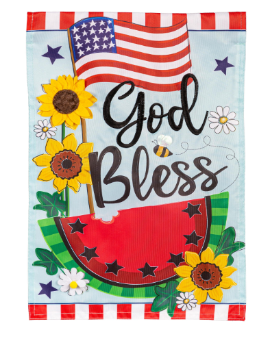 God Bless Patriotic Applique Garden Flag