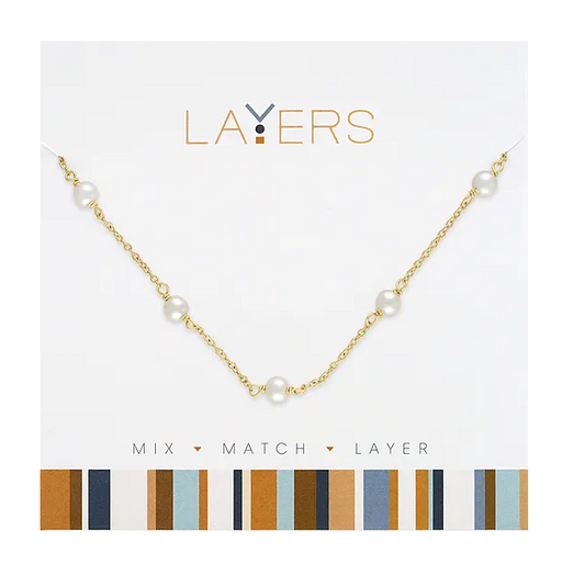 Gold Multi Pearl Layers Necklace Lay-131G