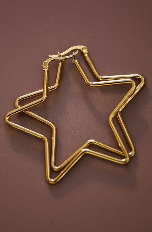 Silver Star Waterproof Non-Tarnish Stainless Steel Hoops