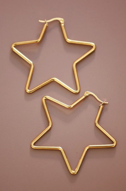 Silver Star Waterproof Non-Tarnish Stainless Steel Hoops