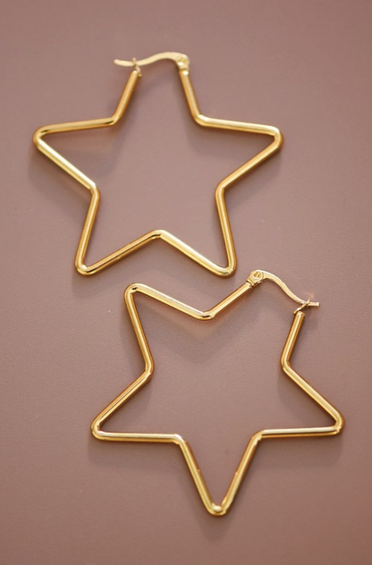 Silver Star Waterproof Non-Tarnish Stainless Steel Hoops