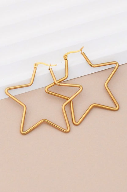 Silver Star Waterproof Non-Tarnish Stainless Steel Hoops