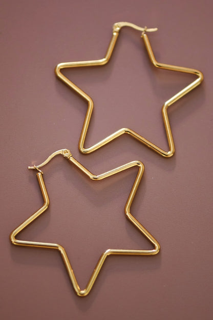 Silver Star Waterproof Non-Tarnish Stainless Steel Hoops