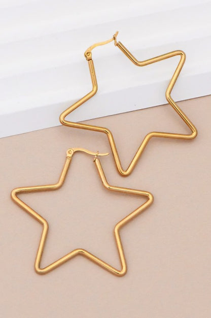 Silver Star Waterproof Non-Tarnish Stainless Steel Hoops