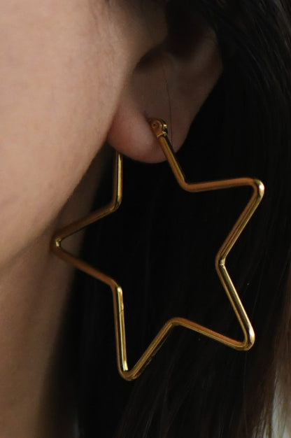 Silver Star Waterproof Non-Tarnish Stainless Steel Hoops