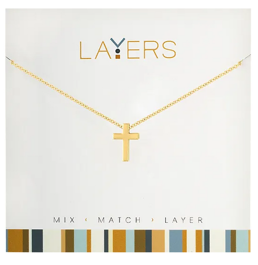 Gold Cross Layers Necklace LAY-01G