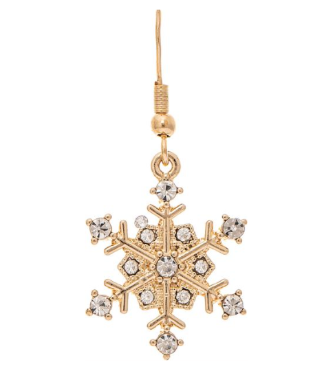 Gold Crystal Sparkle Snowflake Earring