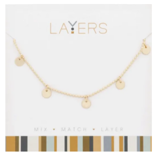 Gold Flat Disc Layers Necklace LAY-85G