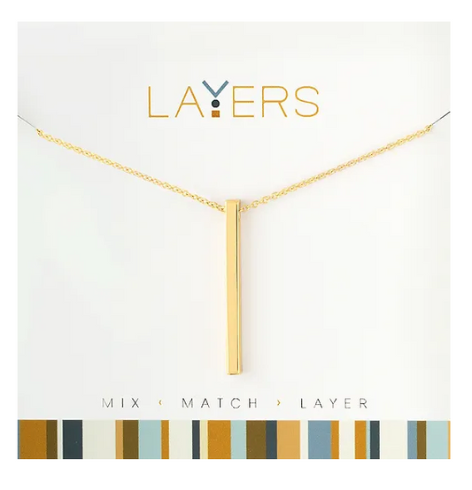 Gold Single Bar Layers Necklace LAY-31G