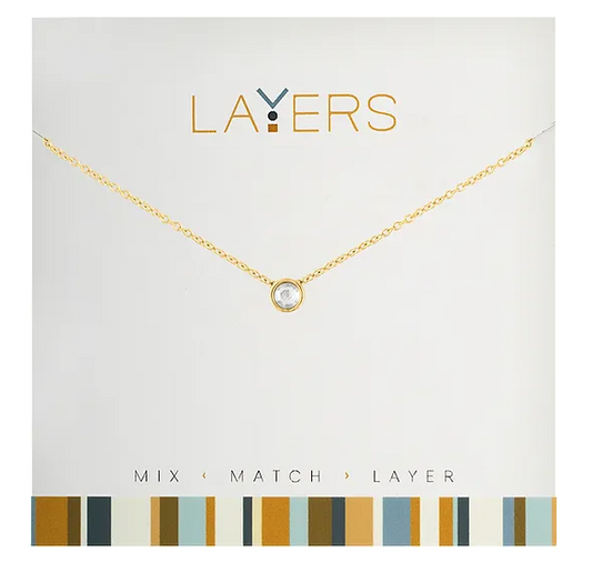 Gold Single Crystal Layers Necklace  LAY-03G