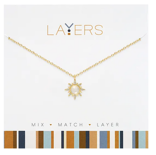 Gold Sunburst Layers Necklace Lay-135G