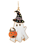 Gold Witchy Ghost Halloween Enamel Earring