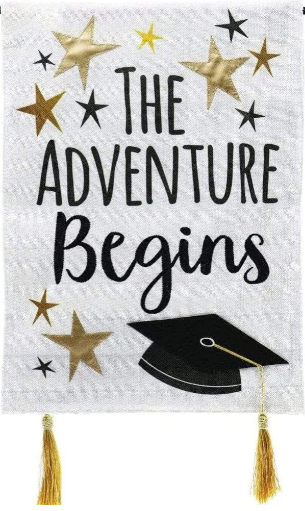 Graduation Adventure Burlap Flag