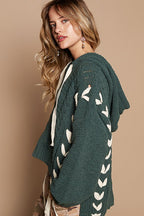 V-neck balloon sleeve tie detail solid Sweater