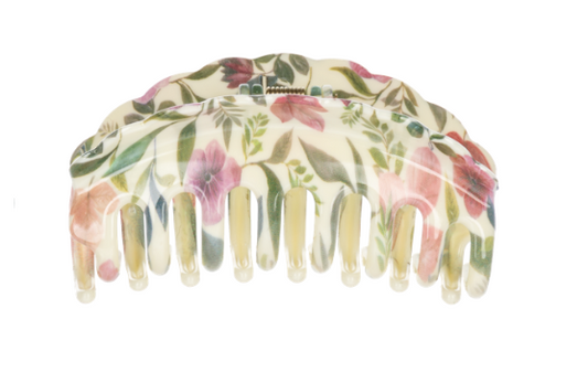 Floral Hair Claw Clips With Scalloped Edge