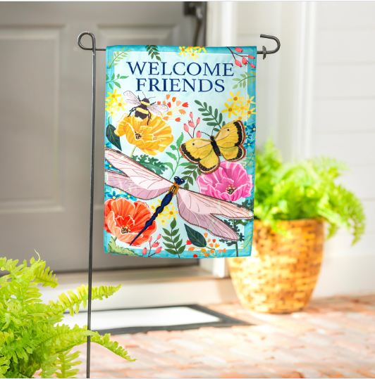 Greenhouse Garden Welcome Friends Applique Flag