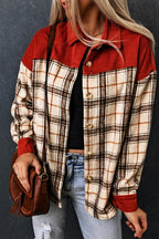Hailey  Contrast Corduroy Plaid Shacket !